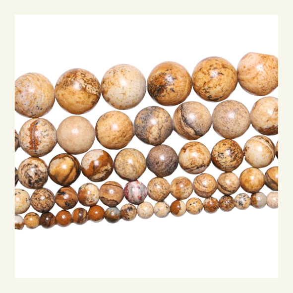 Perles en Jaspe Paysage beige et marron pour attrape-rêves "Écho de Rêve"